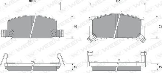 Ween 151-1496 - Kit de plaquettes de frein, frein à disque cwaw.fr