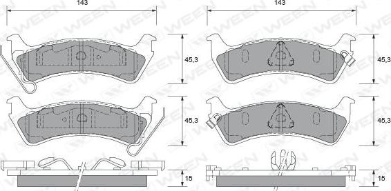 Ween 151-1487 - Kit de plaquettes de frein, frein à disque cwaw.fr