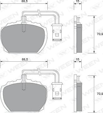 Ween 151-1553 - Kit de plaquettes de frein, frein à disque cwaw.fr