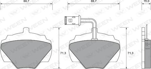 Ween 151-1527 - Kit de plaquettes de frein, frein à disque cwaw.fr