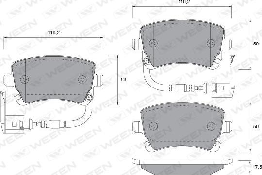 Ween 151-1058 - Kit de plaquettes de frein, frein à disque cwaw.fr