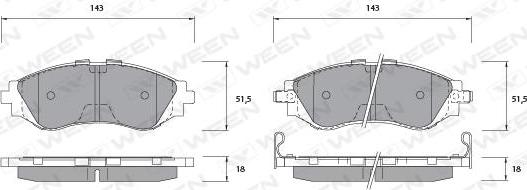 Ween 151-1194 - Kit de plaquettes de frein, frein à disque cwaw.fr