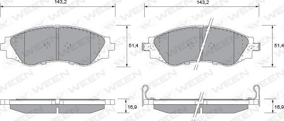 Ween 151-1157 - Kit de plaquettes de frein, frein à disque cwaw.fr