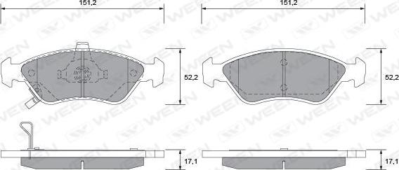 Ween 151-1164 - Kit de plaquettes de frein, frein à disque cwaw.fr