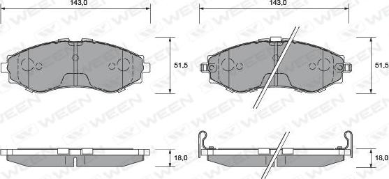 Ween 151-1180 - Kit de plaquettes de frein, frein à disque cwaw.fr