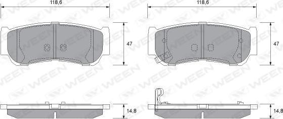 Ween 151-1187 - Kit de plaquettes de frein, frein à disque cwaw.fr