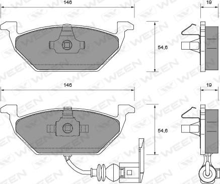 Ween 151-1125 - Kit de plaquettes de frein, frein à disque cwaw.fr