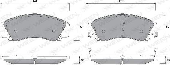 Ween 151-1176 - Kit de plaquettes de frein, frein à disque cwaw.fr