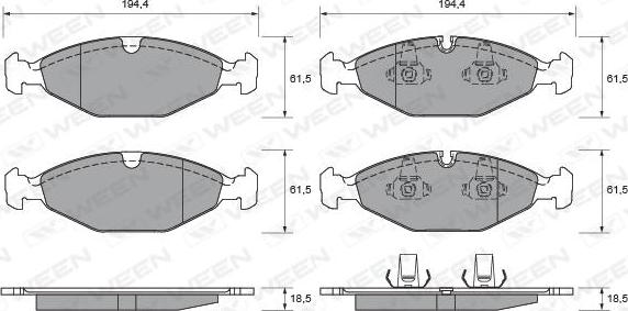 Ween 151-1843 - Kit de plaquettes de frein, frein à disque cwaw.fr