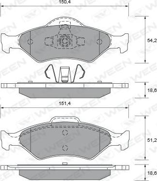 Ween 151-1852 - Kit de plaquettes de frein, frein à disque cwaw.fr