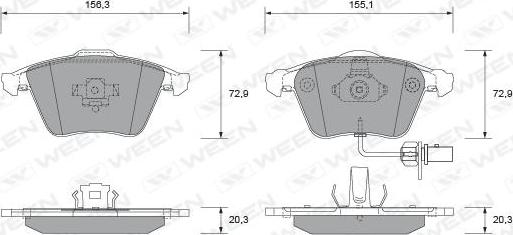 Ween 151-1806 - Kit de plaquettes de frein, frein à disque cwaw.fr