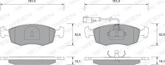 Ween 151-1800 - Kit de plaquettes de frein, frein à disque cwaw.fr