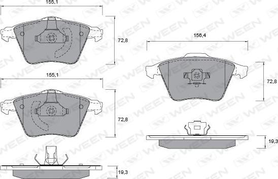 Ween 151-1347 - Kit de plaquettes de frein, frein à disque cwaw.fr