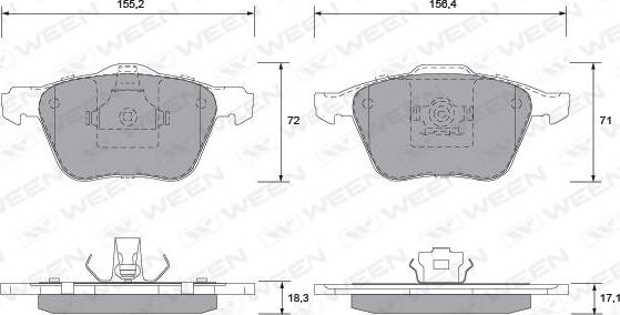 Ween 151-1350 - Kit de plaquettes de frein, frein à disque cwaw.fr