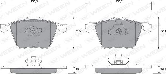 Ween 151-1351 - Kit de plaquettes de frein, frein à disque cwaw.fr