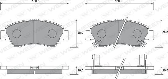 Ween 151-1365 - Kit de plaquettes de frein, frein à disque cwaw.fr