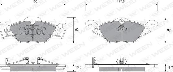 Ween 151-1308 - Kit de plaquettes de frein, frein à disque cwaw.fr