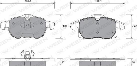 Ween 151-1315 - Kit de plaquettes de frein, frein à disque cwaw.fr