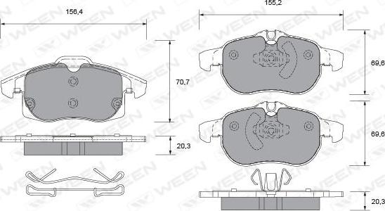 Ween 151-1316 - Kit de plaquettes de frein, frein à disque cwaw.fr