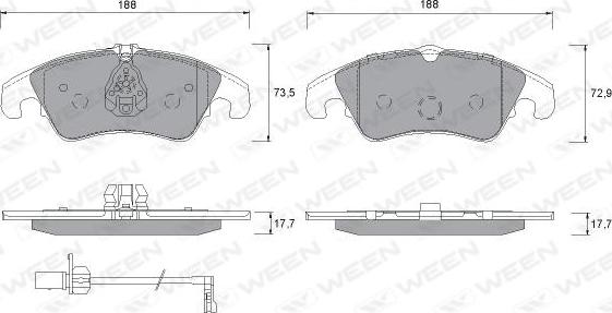 Ween 151-1259 - Kit de plaquettes de frein, frein à disque cwaw.fr