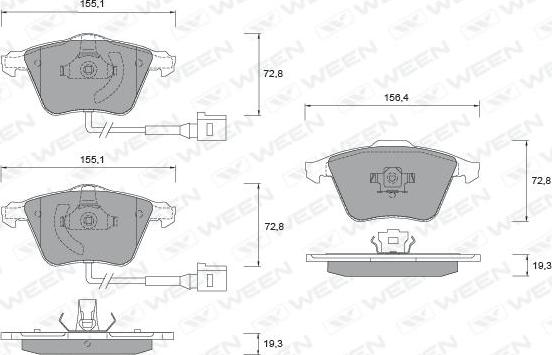 Ween 151-1254 - Kit de plaquettes de frein, frein à disque cwaw.fr