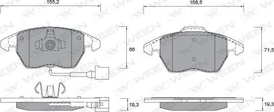 Ween 151-1252 - Kit de plaquettes de frein, frein à disque cwaw.fr