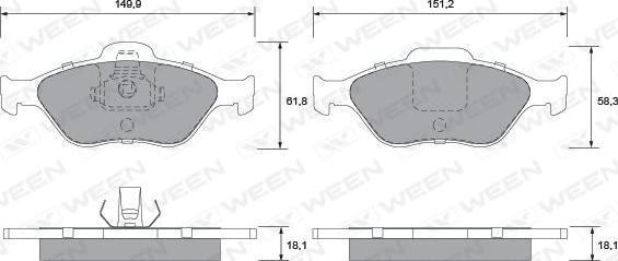 Ween 151-1284 - Kit de plaquettes de frein, frein à disque cwaw.fr