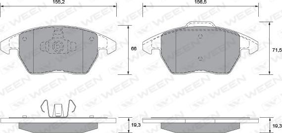 Ween 151-1280 - Kit de plaquettes de frein, frein à disque cwaw.fr