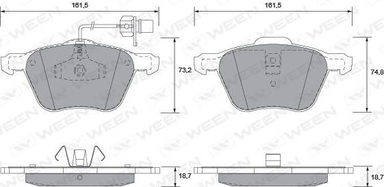 Ween 151-1288 - Kit de plaquettes de frein, frein à disque cwaw.fr