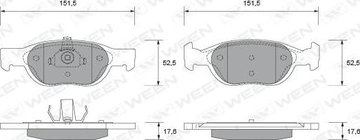 Ween 151-1798 - Kit de plaquettes de frein, frein à disque cwaw.fr