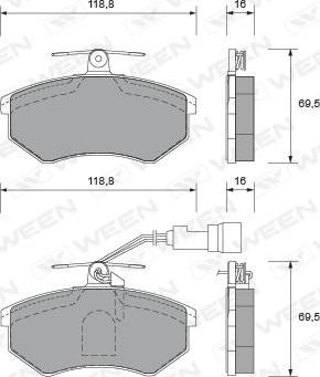 Ween 151-1764 - Kit de plaquettes de frein, frein à disque cwaw.fr