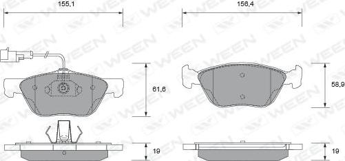 Ween 151-1716 - Kit de plaquettes de frein, frein à disque cwaw.fr