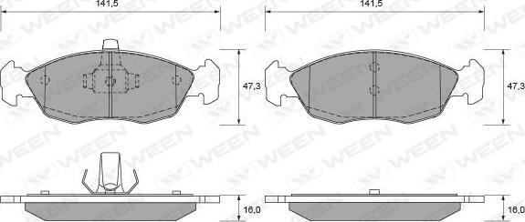 Ween 151-1787 - Kit de plaquettes de frein, frein à disque cwaw.fr