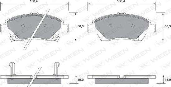 Ween 151-2568 - Kit de plaquettes de frein, frein à disque cwaw.fr