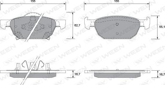 Ween 151-2570 - Kit de plaquettes de frein, frein à disque cwaw.fr