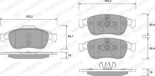 Ween 151-2697 - Kit de plaquettes de frein, frein à disque cwaw.fr