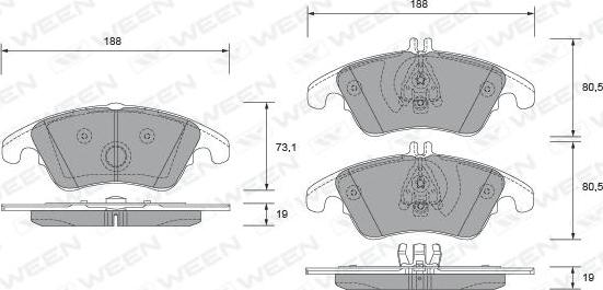 Ween 151-2665 - Kit de plaquettes de frein, frein à disque cwaw.fr