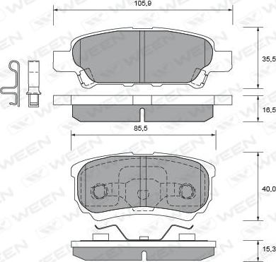 Ween 151-2725 - Kit de plaquettes de frein, frein à disque cwaw.fr