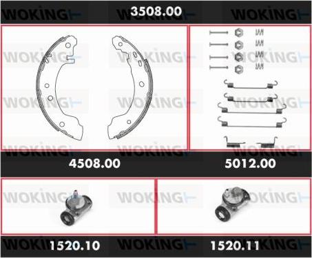 Woking 3508.00 - Jeu de mâchoires de frein cwaw.fr