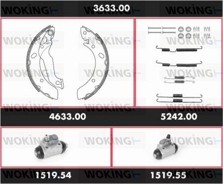 Woking 3633.00 - Jeu de mâchoires de frein cwaw.fr