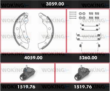 Woking 3059.00 - Jeu de mâchoires de frein cwaw.fr