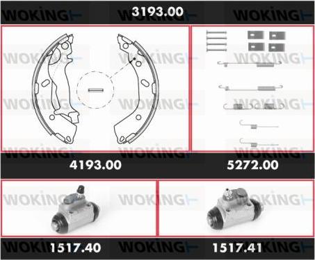 Woking 3193.00 - Jeu de mâchoires de frein cwaw.fr