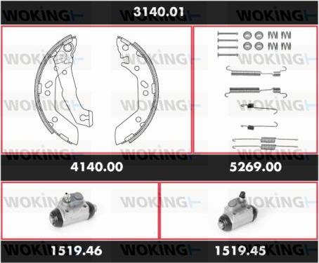 Woking 3140.01 - Jeu de mâchoires de frein cwaw.fr