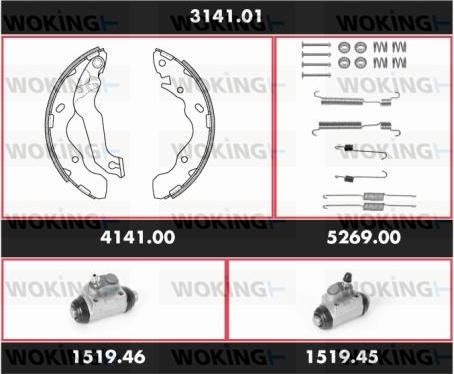 Woking 3141.01 - Jeu de mâchoires de frein cwaw.fr