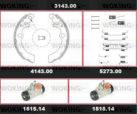 Woking 3143.00 - Jeu de mâchoires de frein cwaw.fr