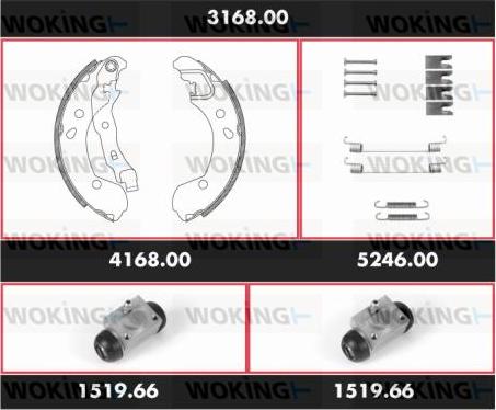 Woking 3168.00 - Jeu de mâchoires de frein cwaw.fr