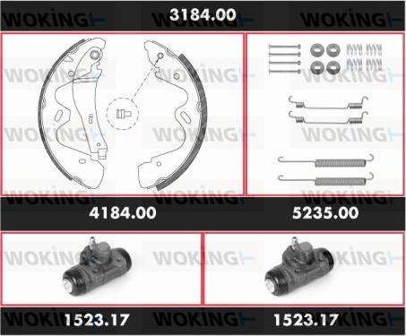 Woking 3184.00 - Jeu de mâchoires de frein cwaw.fr