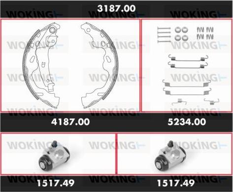 Woking 3187.00 - Jeu de mâchoires de frein cwaw.fr