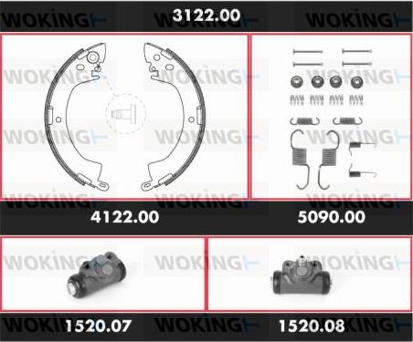 Woking 3122.00 - Jeu de mâchoires de frein cwaw.fr