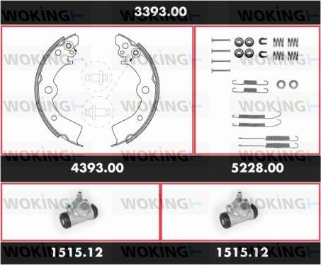 Woking 3393.00 - Jeu de mâchoires de frein cwaw.fr